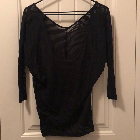 Express Sheer Black Top - Picture 3 of 4